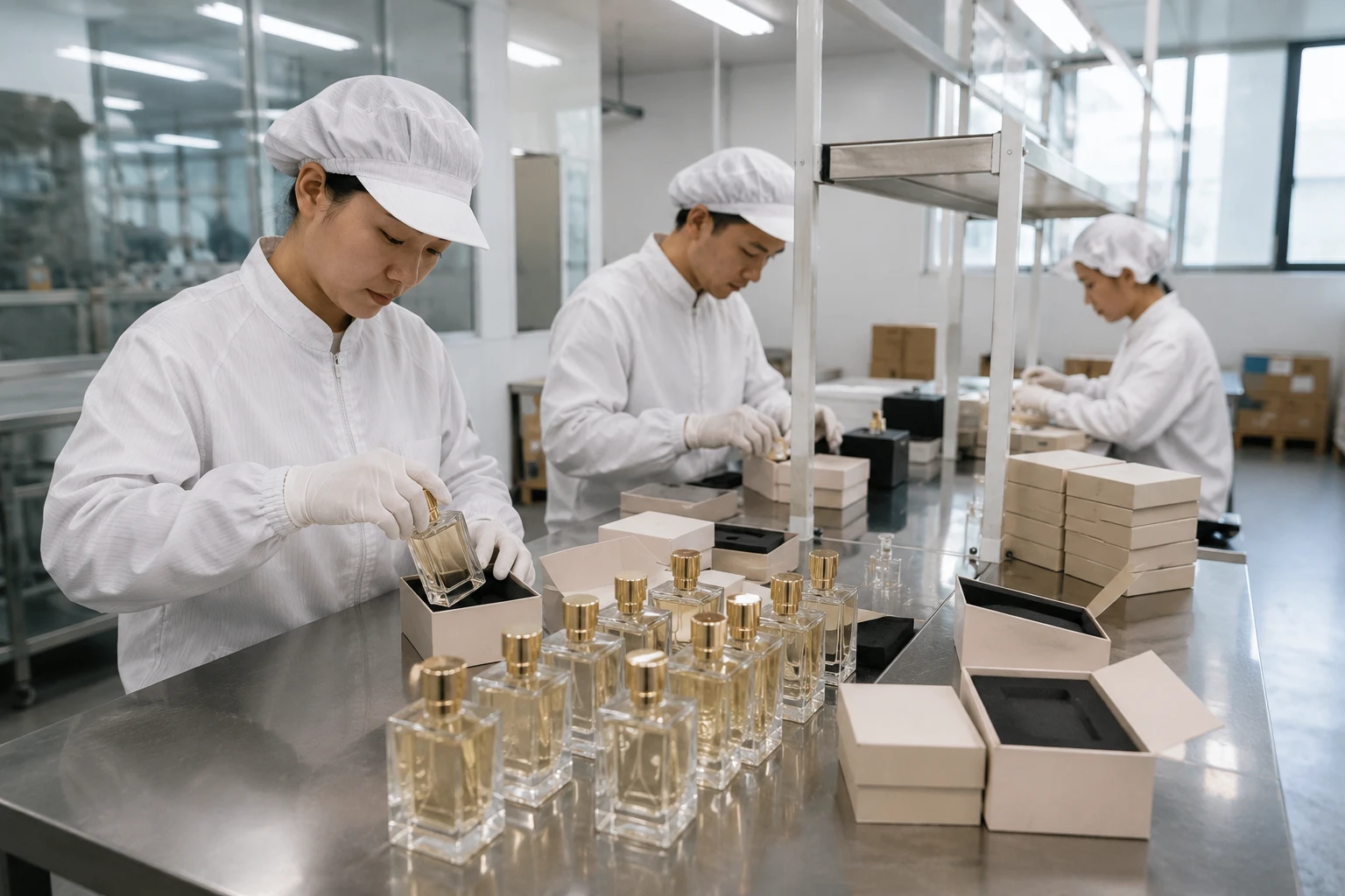 Private label perfume bottles with branded packaging