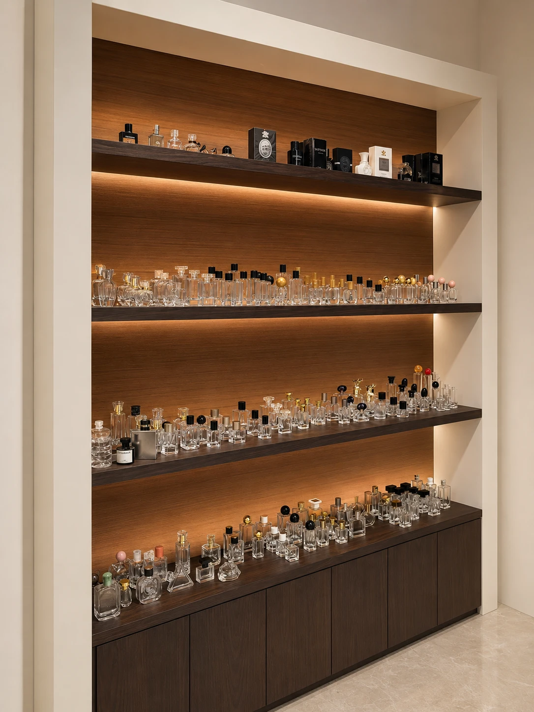 Assortment of perfume glass bottles and components