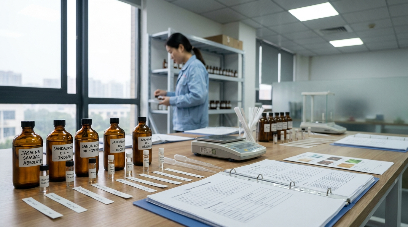 Fragrance oil sourcing sample table for private-label perfume projects